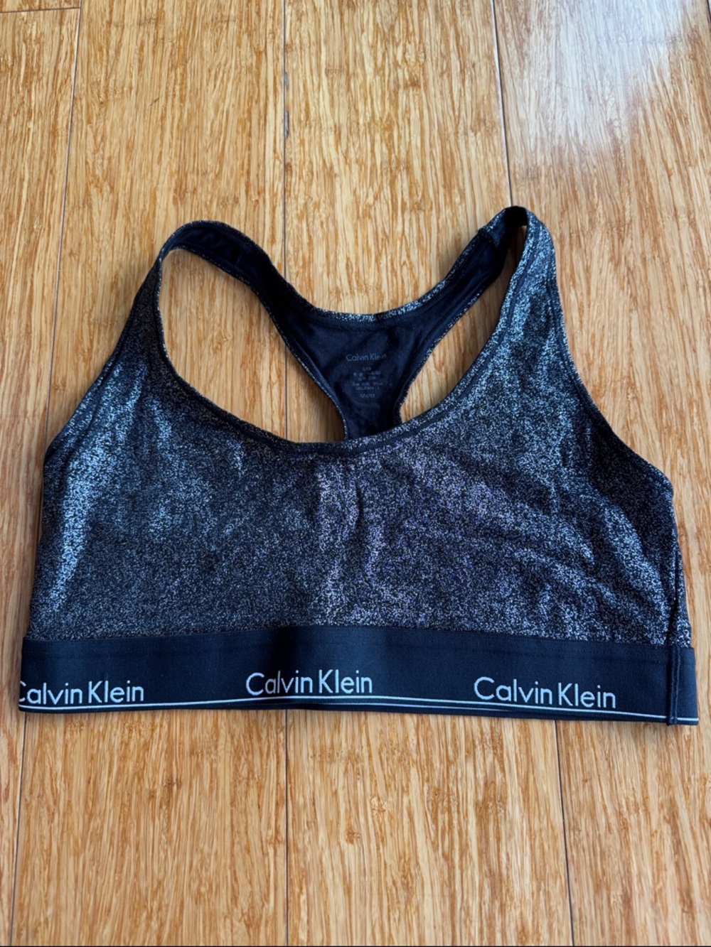 Calvin Klein Black Shimmer Racerback Sports Bralette